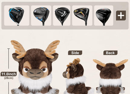 Driver Headcover Funny Golf Headcover Animal Golf Club Head Covers Alces Moose Design Black Plush Golfing Gifts for Men Women Golfer Fits up to 460CC Driver Head