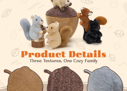 MorisMos Squirrel Stuffed Animal with Acorn House, Soft Squirrel Plush Toy