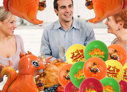 HADCKJA Squirrel Balloons Thanksgiving Party Supplies Thanksgiving Balloons Squirrel Balloon Thanksgiving Latex Balloon for Thanksgiving Party Decorations Thanksgiving Theme Birthday Decorations 15Pcs
