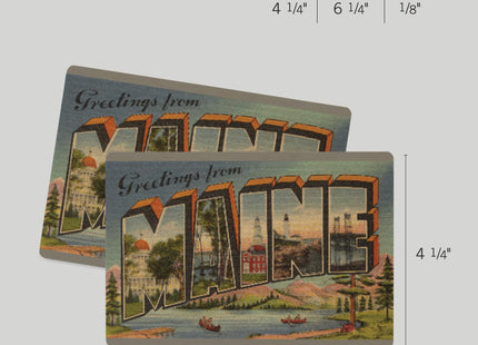 Greetings from Maine (Summer) (4x6 Birch Wood Postcards, 2-Pack Stationary, Rustic Home Wall Decor)