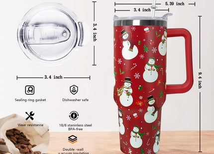 wmvhdiw 30 Oz Snowman Tumbler With Handle,Snowman Coffee Travel Mug Cup Water Bottle,Christmas Decor Gifts for Women