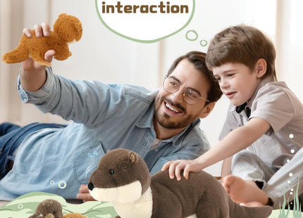 MaoGoLan 4pc River Otter Stuffed Animal with 3 Babies Inside-24in Giant Lifelike Soft Otter Plush Toys-Cuddly Wildlife Stuffed Animal for Kids