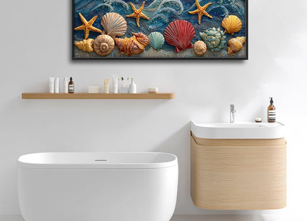 Taimeng Large Coastal Seashell Wall Art Beach Wave Wall Decor 60" L x 30" W