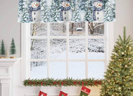 Litter Star Snowman Christmas Window Valance,Winter Snow Scene Valances for Kitchen Windows,Forest Rod Pocket Valance Curtain,Short Curtains Window Treatment for Bedroom Living Room 54x18in