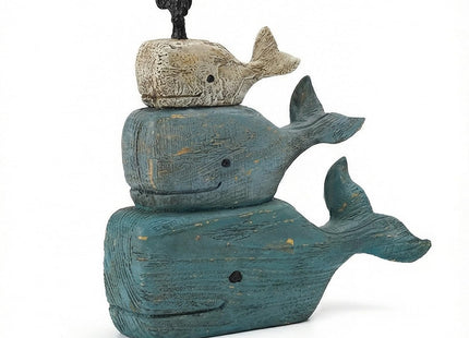 Guichifun Whale Statue, Distressed Navy, Ocean Coastal Decor
