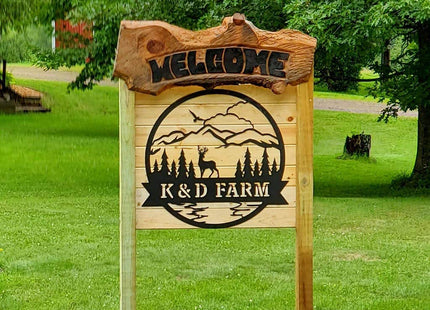 RealSteel Personalized Outdoor Metal Sign, Customize the Great Outdoor Deer & Mountain Monogram, Rustic Cabin, Lodge, or Home Décor, Laser Cut Steel Wall Art, Family Gifts
