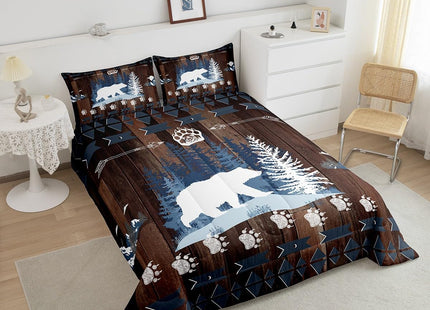 Feelyou Bear Cabin Wildlife Comforter Set Toddler Size Boys Bedding