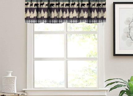 SENRUEGT Rustic Farmhouse Bear Deer Valances,Retro Rustic Style Valance Farmhouse Cottage Cabin Window Curtain Valance for Living Room Kitchen Study Room Home Decro,54X18 1 Piece
