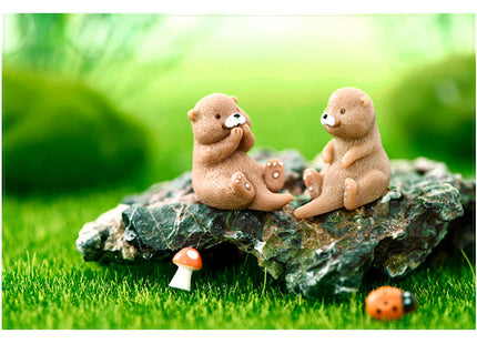 ZYAMY 8pcs Miniature Otter Statue Small Animal Shape Decoration DIY Micro Landscape Otter Fairy Garden Supplies