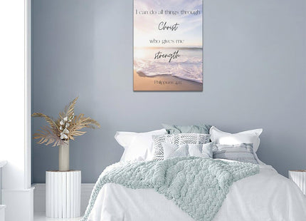 Tijuboni Coastal Sunrise Decor Wall Art I Can Do All Things Through Christ Decor Bible Verse Pictures Canvas Prints Christian Religious Spiritual Artwork for Bathroom Bedroom Office 12"x16"