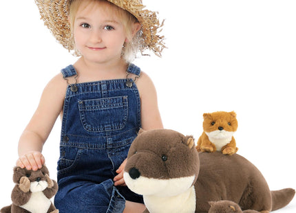MaoGoLan 4pc River Otter Stuffed Animal with 3 Babies Inside-24in Giant Lifelike Soft Otter Plush Toys-Cuddly Wildlife Stuffed Animal for Kids