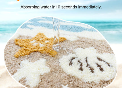 Soft and Absorbent Beach Bathroom Rug, Ocean Rug Non-Slip Backing, Decor for Bathroom Kitchen Entryway, Blue Sea Beach Starfish Shell Bath Decor（20 * 32inch）