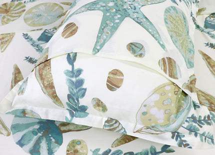 FADFAY Sheet Set Twin XL Beach Themed Bedding Sets 100% Cotton Super Soft Hypoallergenic Coastal Bedding White Teal Nautical Bedding with Deep Pocket Fitted Sheet 4-Pieces Twin Extra Long Size
