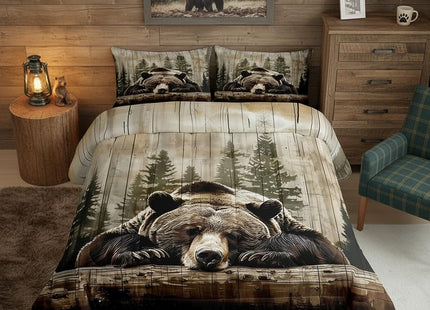 Feelyou Western Grizzly Bear Comforter Set Toddler for Boys Girls Bedding