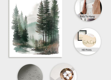 DOODLREAM 4Pcs Unframed Mountain Forest Canvas Wall Art for Home Decor