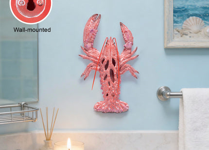 Hodao 12.25“ Red Coral Lobster Figurine Decor for Coastal Home Decor, Ocean Inspired Resin Figurine for Wall, Nautical Beach Bathroom Wall Hanging, Summer Coastal Home, Office Desk Gift