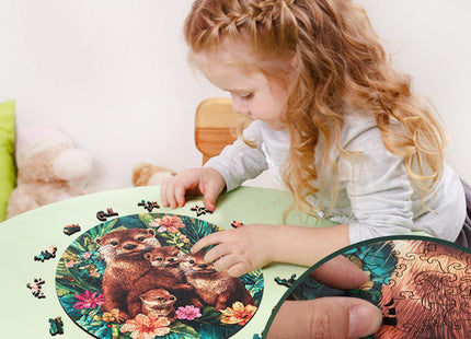 Leodozzio 500Pcs Wooden Jigsaw Puzzle Otter Family Wall Decor 16.5x16.5in