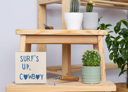 UNCDLV Coastal Cowgirl Decor, Beachy Room Decor, Surf's Up Cowboy Surf Desk Decorate, Coastal Decorate for Home Beach Cowboys, 5x5 Inch