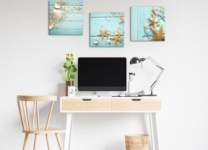 Nachic Wall Seashell Wall Art Starfish Pictures Teal Bathroom Decor