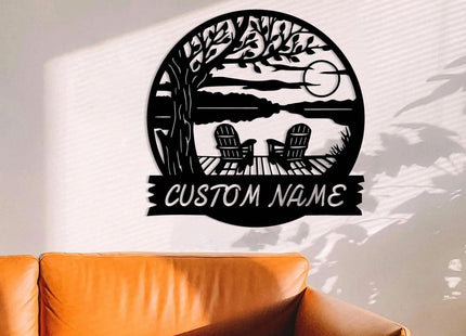 Personalized Lake House Metal Sign, Forest Lake Decor, Custom Lake House House Number Sign, Camping Metal sign, Outdoor Cabin Decor (Style-D)