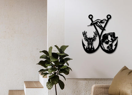Xedatric Rustic Hunting Deer Fish Bird Metal Wall Art