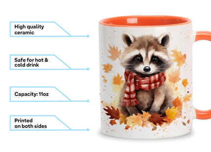 Hyturtle Fall Raccoon Mug, Autumn Birthday Gifts For Raccoon Lovers
