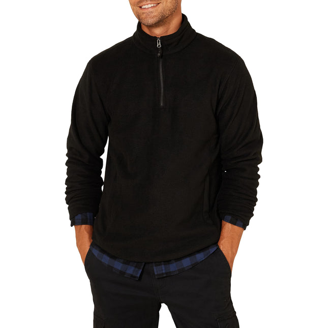 Amazon Essentials Men's Quarter-Zip Fleece Pullover Jacket, Insulated for Cold Weather, Black, Large