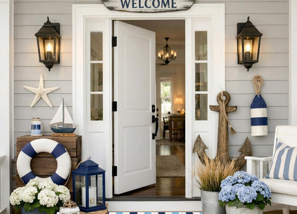 Duraaamo Blue White Stripe Outdoor Rug 2.3' X 3.6' for Summer Coastal Decor