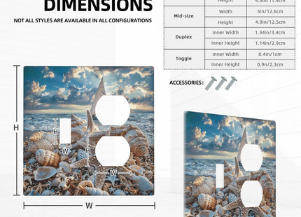 Wpshijia Decorative Outlet Covers Ocean Sea Beach Starfish Seashell Sailboat Sunset 2 Gang Wall Plate Single Toggle Duplex Light Switch Cover Switch Plate Covers Faceplate for Bedroom Home Decor