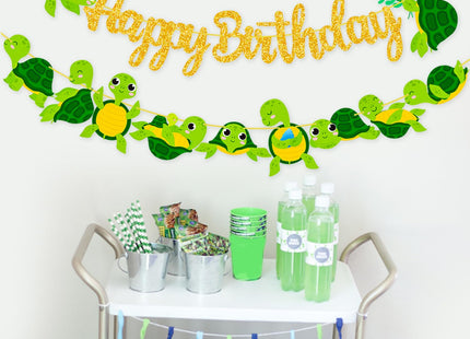 Sea Turtle Birthday Party Banner Baby Turtle Birthday Party Decorations 2Pcs Turtle Cutout Banners Ocean Sea Turtle Party Decoration for Under The Sea Baby Shower Supplies