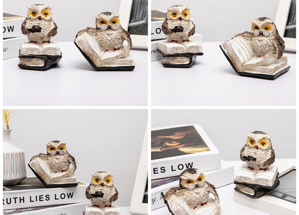 Adorable Reading Owl Statue, 2PCS Retro Resin Wise Owl Thinker Sculptures