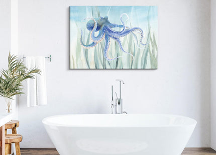 Ocean Wall Decor Octopus Canvas Wall Art for Bathroom Under The Sea Blue Coastal Decor for Home Nautical Prints for Bedroom Kitchen Restroom 36x24Inch