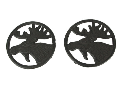 Things2Die4 Set of 2 Cast Iron Moose Trivets Decorative Kitchen Home Decorations Lodge Decor, Brown