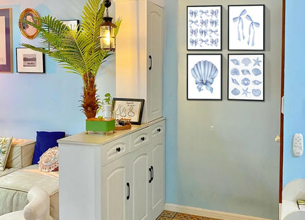 ULEGIE Coquette Blue Bow Seashell Preppy Wall Art Decor Blue Bow Room Decor