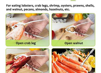 3 PCS Lobster Crackers and Picks Set, Stainless Steel Crab Leg Tools, including 1 Lobster Cracker and 2 Forks, Heavy Duty Shellfish Nut Cracker Set, Seafood Tools for King Crab Legs Shellfish Claw