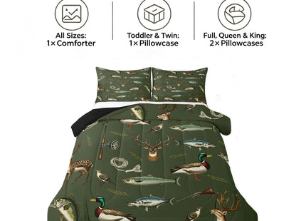 Feelyou Hunting Fishing Comforter Set Deer Duck Bedding Set Full Size