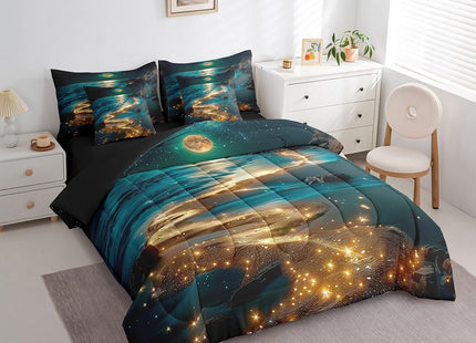 Feelyou Moonlight Beach Comforter Set with Sheets 7 Piece Full Size