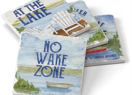 Thirstystone Lake House Greetings 4 Pack Tumbled Tile Stone Coasters