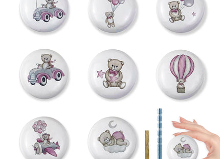 Lasyman 8Pack1.5 Ceramic Pink Bear Knob Cute Safari Animals Kids Nursery Furniture Cabinet Room Dresser Drawer Pulls and Knobs