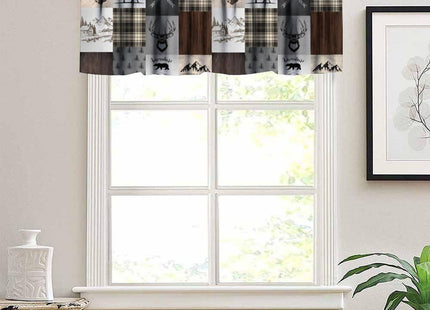 SXXLDNG Rustic Farmhouse Valances Curtains for Kitchen Windows, Lodge Bear Moose Deer Country Style Farmhouse Country Short Curtains Treatments for Bedroom Living Room Bathroom,54" X 18"