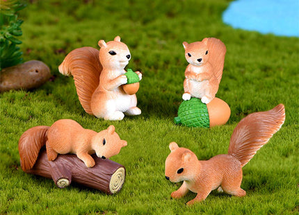 8 Pcs Squirrel Figures Animal Character Toys Cake Toppers, Squirrel Fairy Garden Miniature Figurines Collection Playset Christmas Birthday Gift Desk Decorations