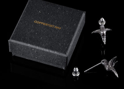 COPPERTIST.WU Hummingbird Stud Earrings 925 Sterling Silver Stud Dainty Earrings Hummingbird Jewelry Gifts for Women