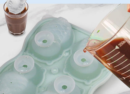 Cute Owl Ice Cube Mold, Owl Shapes Ice Cube Tray, Silicone Ice Mold Fun Shapes, Make 4 Large Owl Ice Balls for Whiskey Cocktails Drinks, Green
