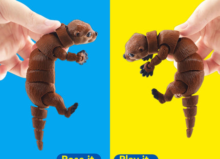 Maxdecoer 3D Printed Articulated Sea Otter Toy, Flexible Otter Desk Pet, Movable Animal Figurine for Stress Relief, Desktop Decor, Gift for Otter Lovers