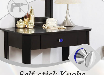 CcHhyyt 4 Pcs Crystal Adhesive Knobs Stick On Cabinet Handle Blue K9 Crystal Pulls Peel and Stick Dresser Pulls for Mirror Cabinet Drill Free Knobs for Glass Sliding Doors Fish Tank Lid Terrarium