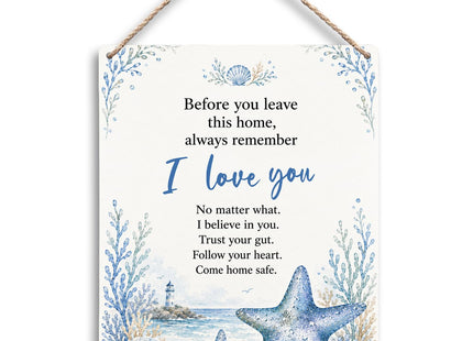 FUGWN Coastal Before You Leave This Home Hanging Wooden Signs 8x10 Love
