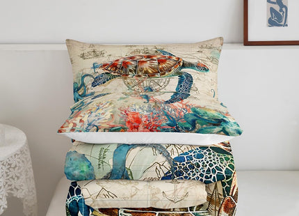 Erosebridal Octopus Comforter Set, 3D Sea Turtle Bedding for Kids Boys Girls, Retro Sailboat Crab Reptile Down Comforter, Teal Jellyfish Duvet Set, Marine Mediterranean Style Quilted Comforter, Twin