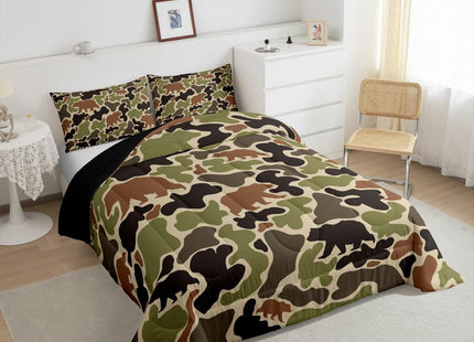 Feelyou Camo Bear Hunting Comforter Set Toddler Size Kids Boys Girls