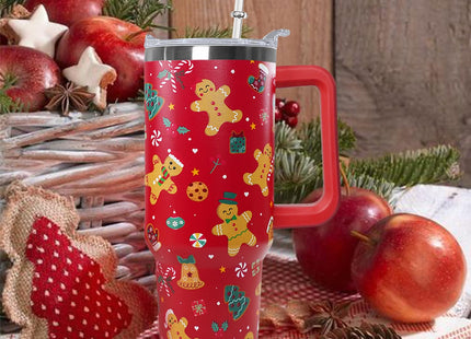 wmvhdiw 30 Oz Christmas Gingerbread Tumbler With Handle,Gingerbread Coffee Travel Mug Cup Water Bottle,Christmas Decor Gifts for Women