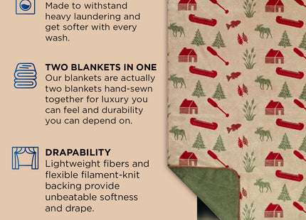 Denali Ultimate Comfort Rustic Throw Blanket - Lightweight Microplush with Moose Camp Design (60x70)